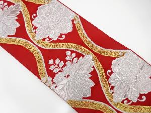 アンティーク　立涌に桐・花模様織出し袋帯（着用可）